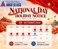Aviso de vacaciones del Día Nacional de China MIGO Glass ...