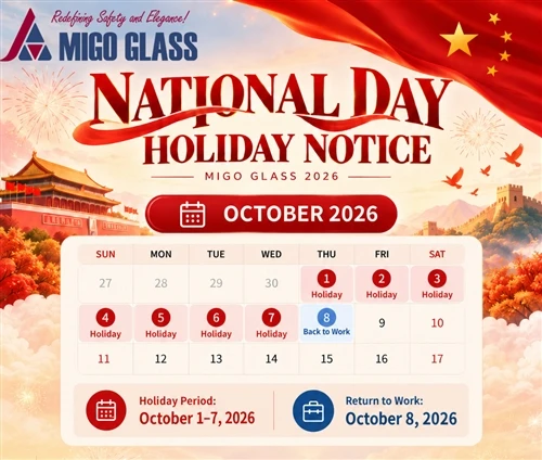 Aviso de vacaciones del Día Nacional de China MIGO Glass 2026