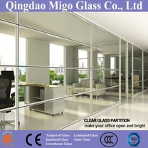 Partición de pared de vidrio templado