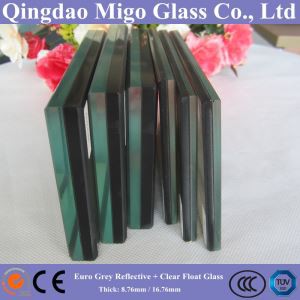 Euro Gris Reflectante + Vidrio de Flotador Claro / Vidrio de Seguridad Laminado de Color