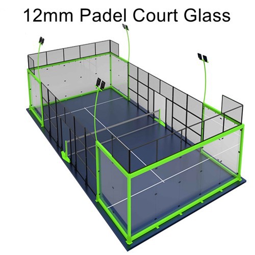 Vidrio templado ESG de 12 mm utilizado para canchas de pádel
