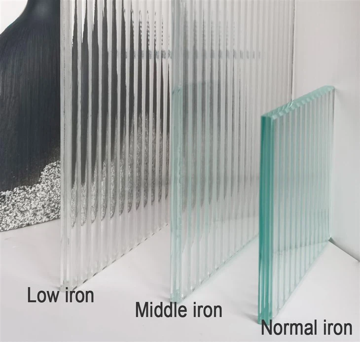 low iron, middle iron and normal iron patterned glass